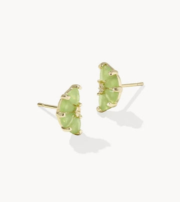 KENDRA SCOTT- Lime Gold Stud Earrings in Lime Green Glass
